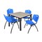 Kee Kee Square Table & Chair Set, Wood, Metal, Plastic Top, Maple TB4242PLBPBK47BE - alternate 1